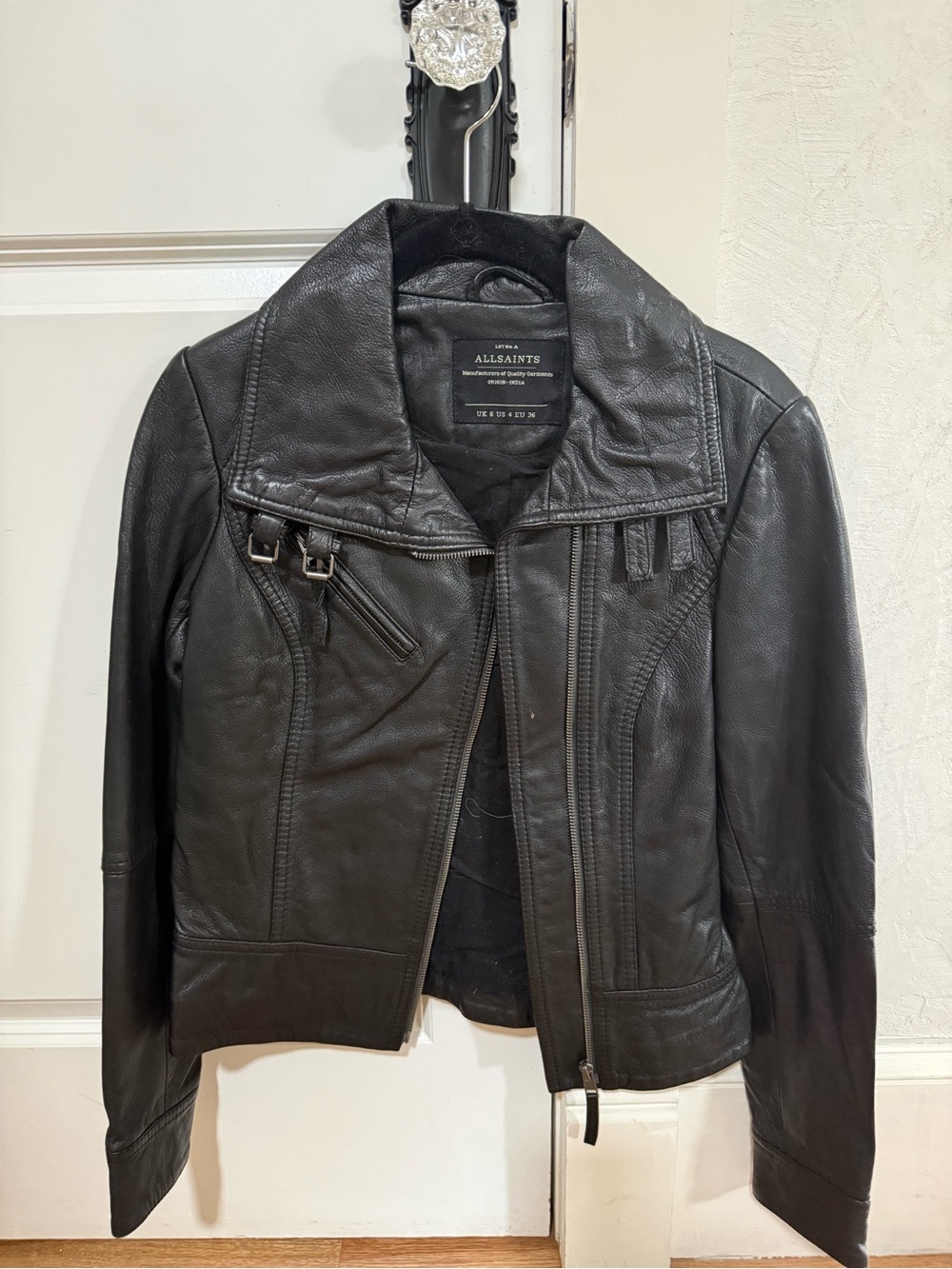 All Saints Belvedere Leather Biker Jacket Size 4 US